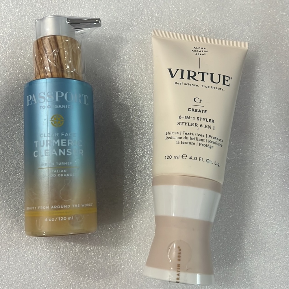 Virtue 6 in 1 hair shiny with Turmeric Cleanser face and skin